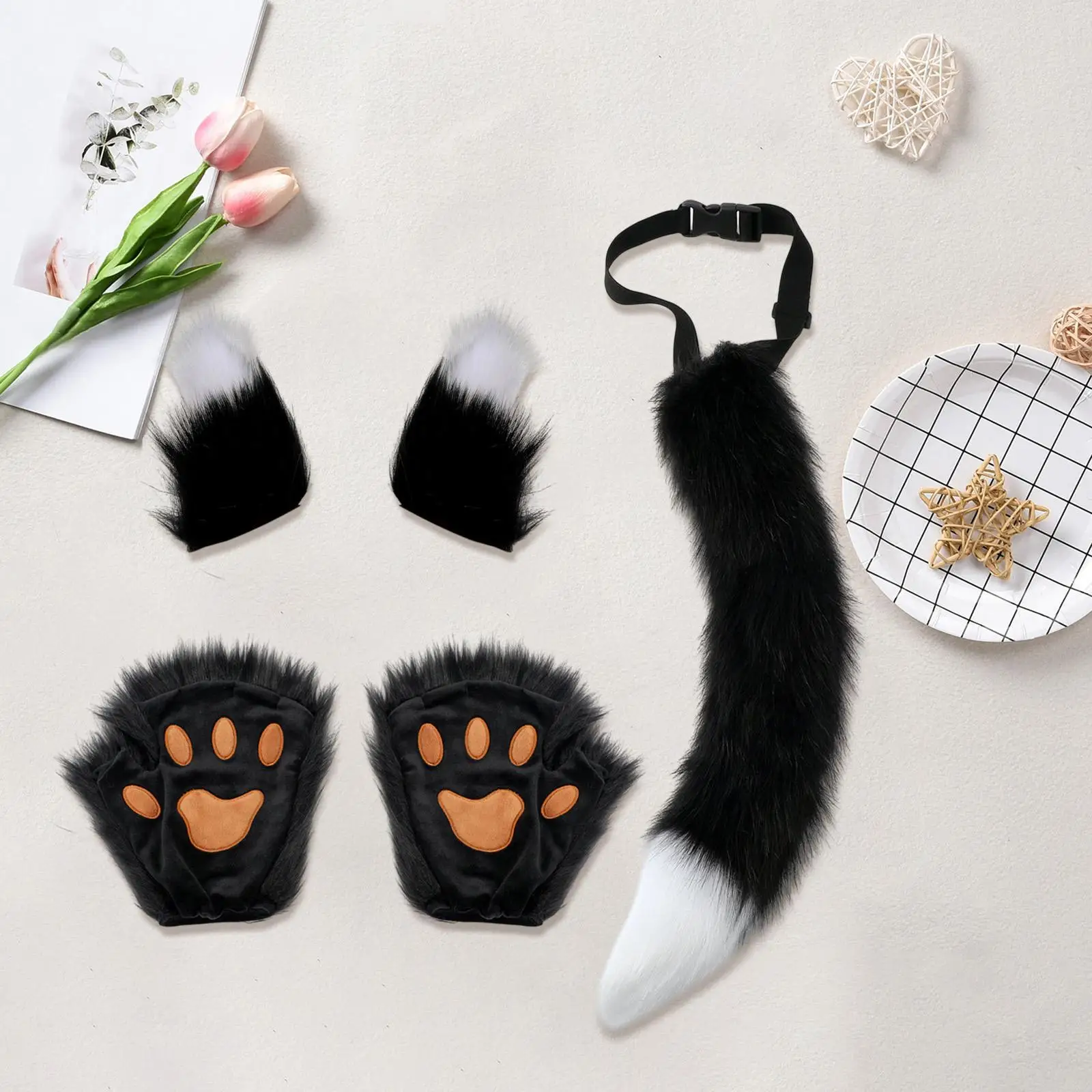 Cosplay Tail Faux Tails And Ear Headwear Costume Accessory Set For Fun Party Events Halloween Christmas 1 Pair Of Ears