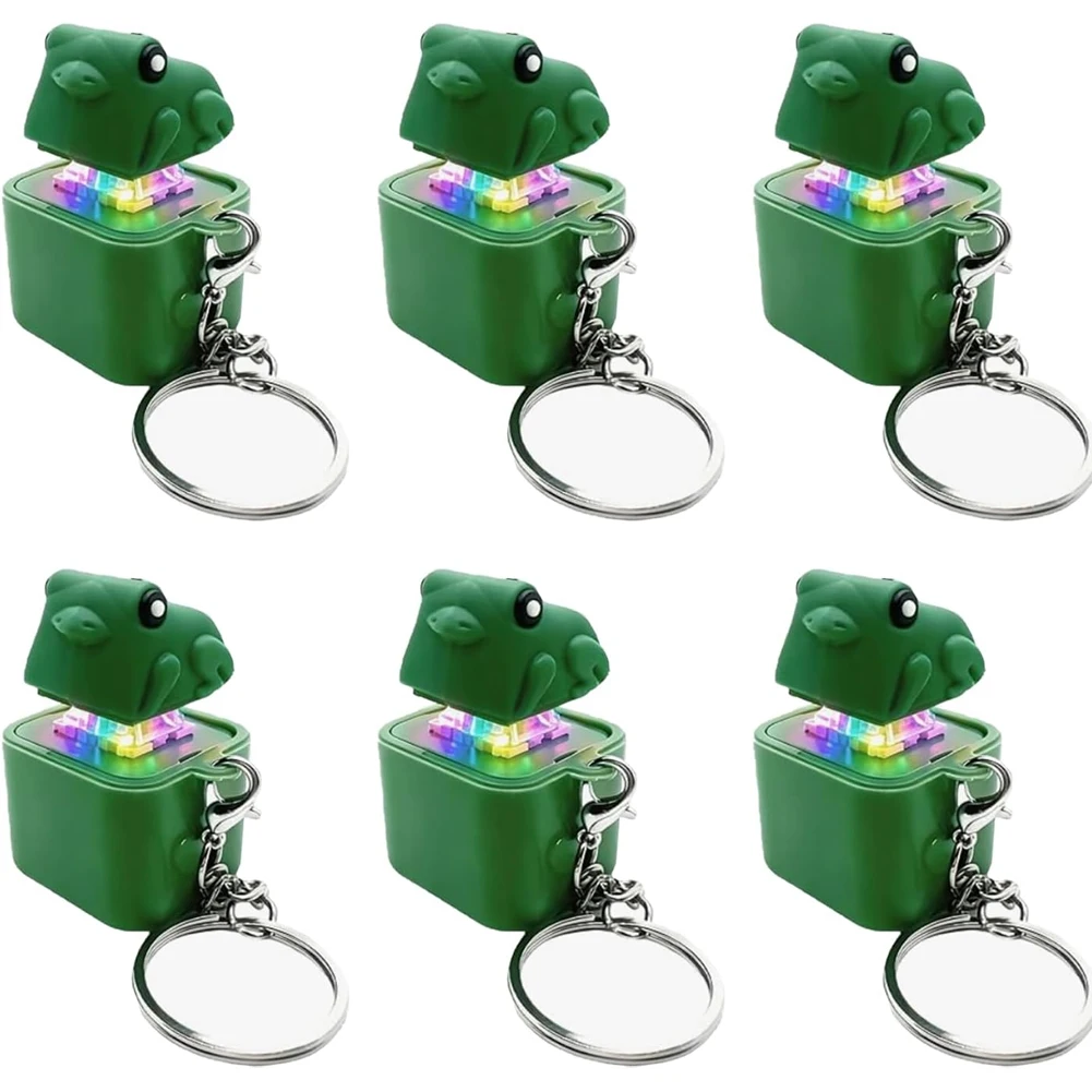 Quacking Duck Croaking Frog Keyboard Fidget LED Light Clicker Toys with Sounds,Type-C Rechargeable Stress Relief Keychain 1pc