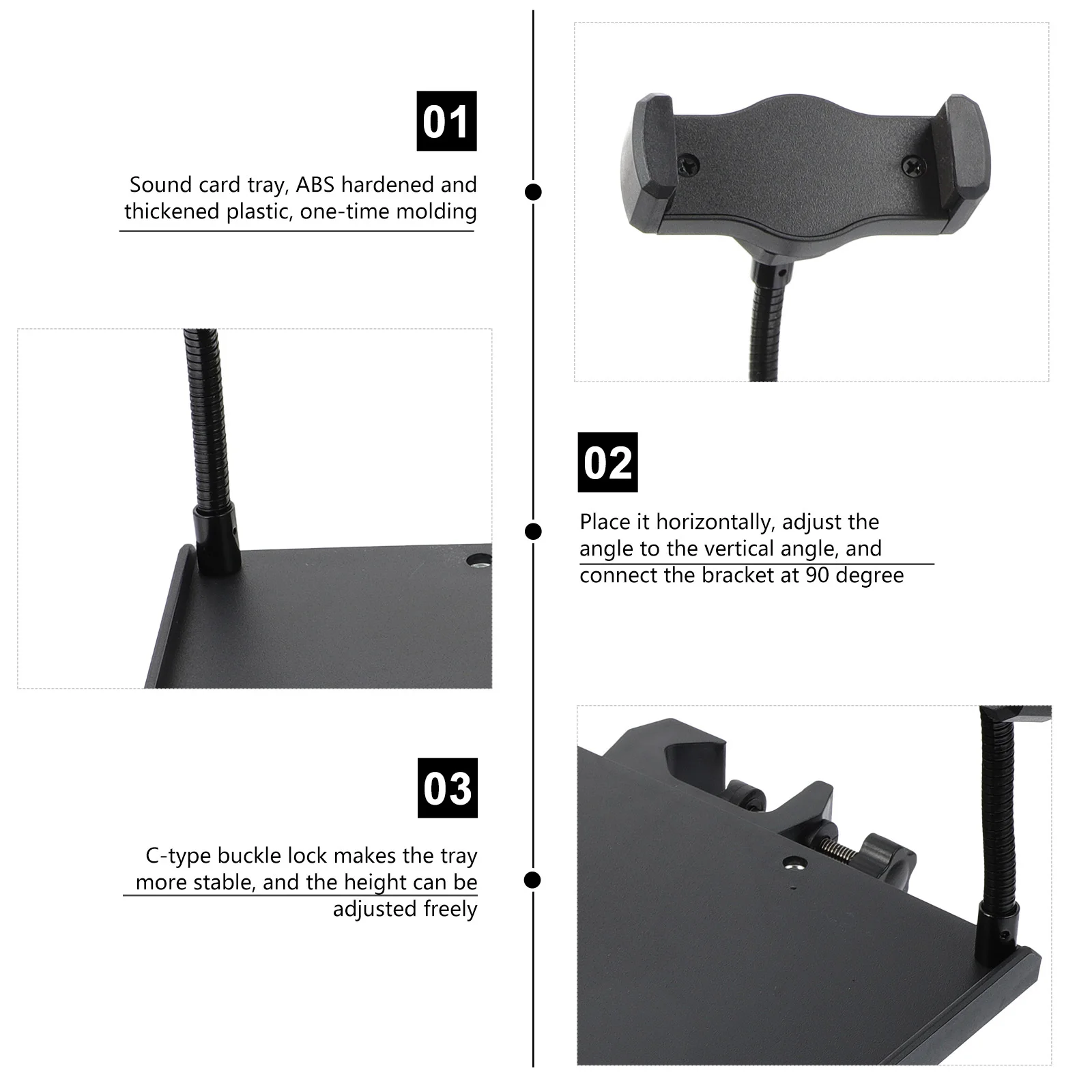 

Sound Card Tray Mic Stand Clamp-On Shelf Adjustable Angle Detachable Phone Clip For Microphone Accessories Broadcast Shelf