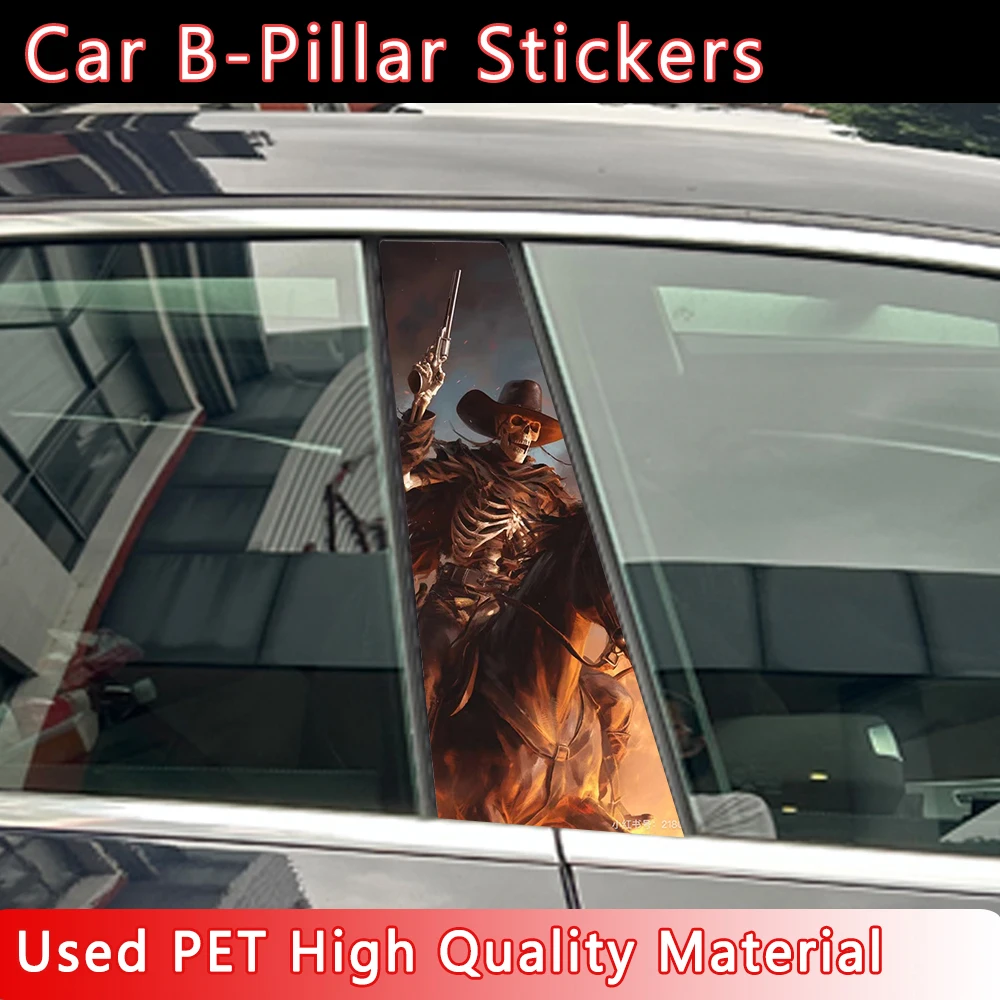 Gothic Skull Couple Car Stickers B-pillar Sunscreen DIY Auto Center Column Cover Scratches Cartoon Decoration Accessories