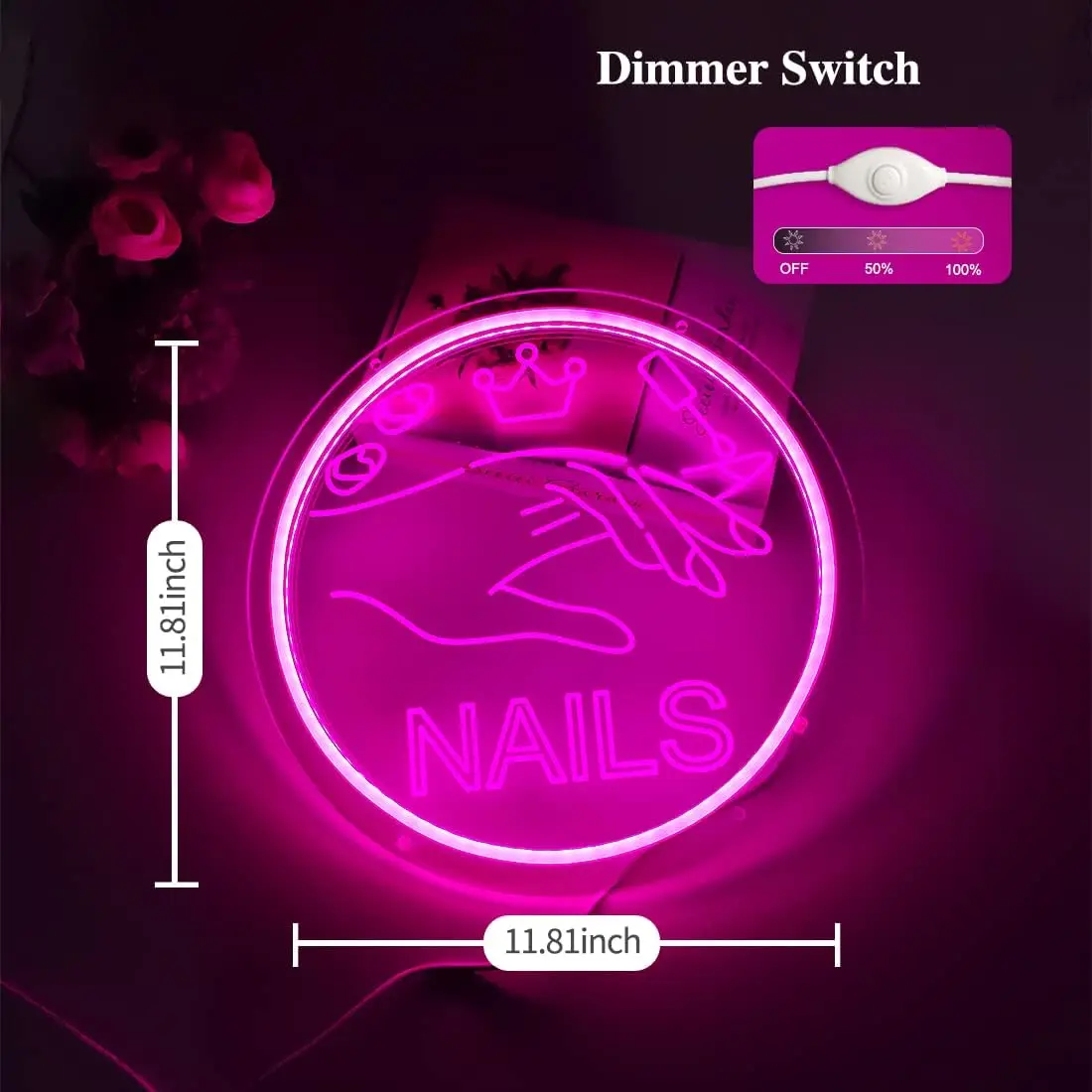 Nails Neon Sign Light Pink Spa Beauty Salon Studio LED Wall Art Decor Business Store Logo Barber Shop Office Birthday Party Gift