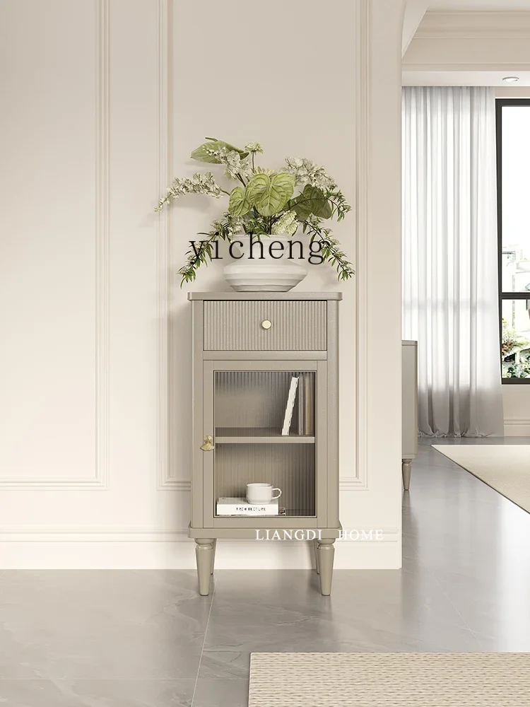 

GZ Decorative Side Cabinet Small Household Locker Flower Rack Bedside Bedroom Cabinet Solid Wood Corner Cabinet
