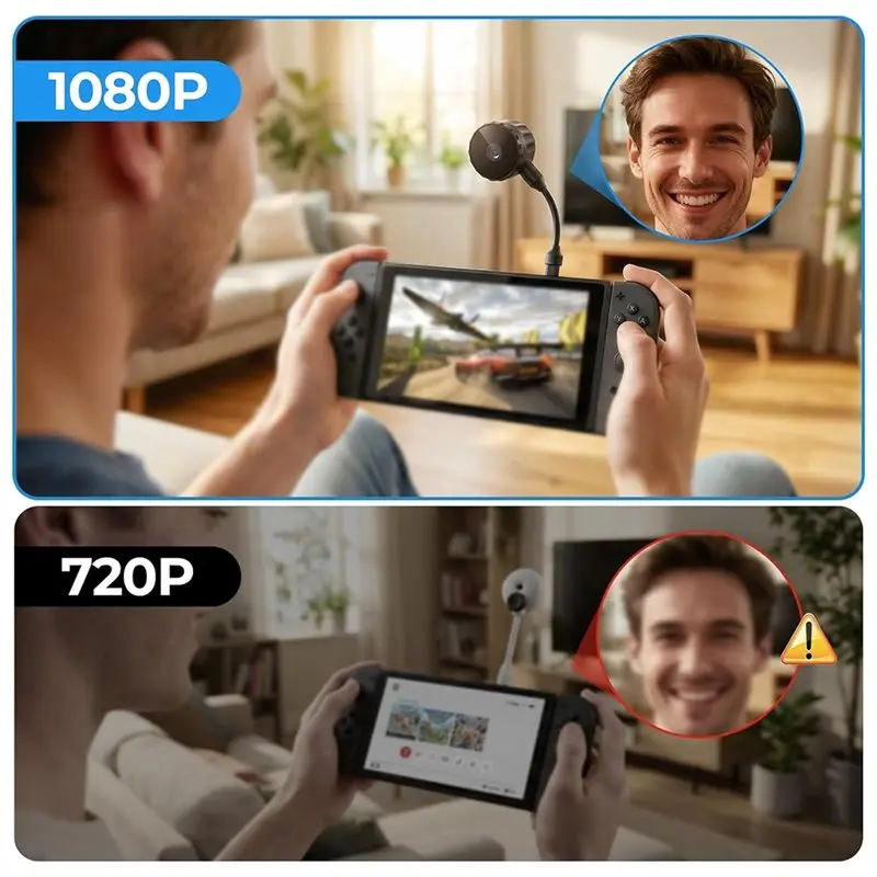 ABGI For Switch 2 Camera 1080P HD Webcam, Plug and Play USB C Camera with 360° Adjustable Stand, Detachable Privacy Cover