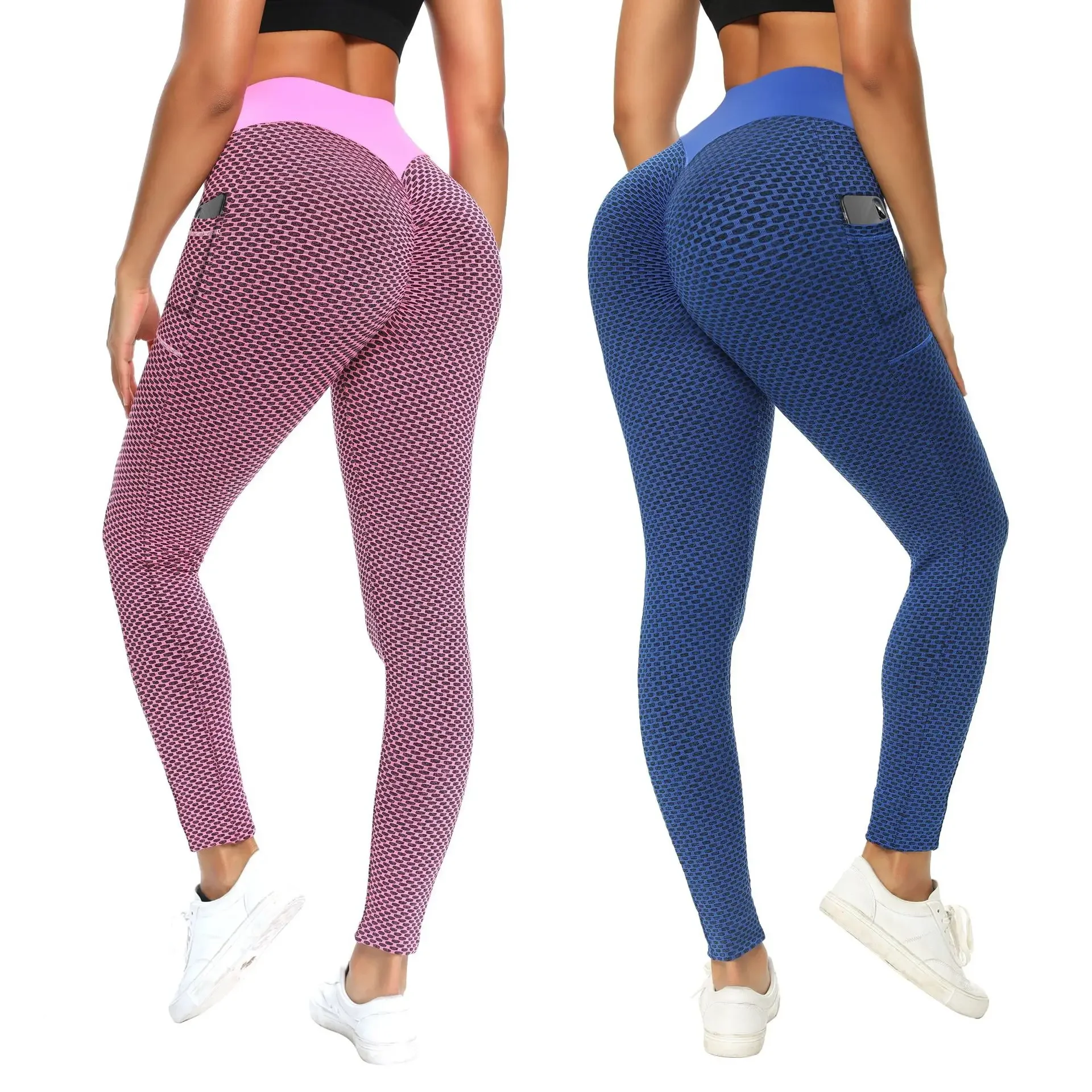 Yoga Pants with Pocket High Waist Seamless Gym Push Up Pants Leggins Ladys Sport Fitness Tight Leggings Scrunch with Side Pocket