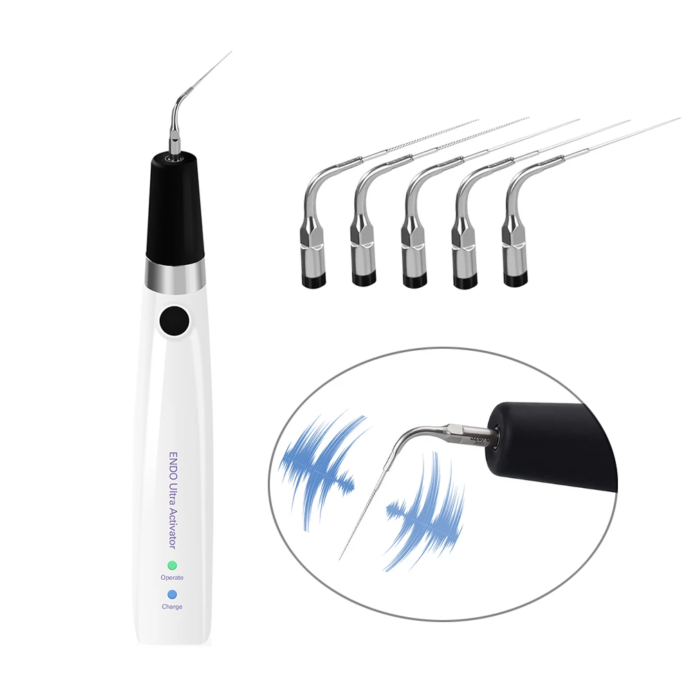 Dental Endo Ultra Activator Endo Irrigator Handpiece + 6 Tips Cordless Ultrasonic Activator Dentist tools  40-50Khz 1500mAh