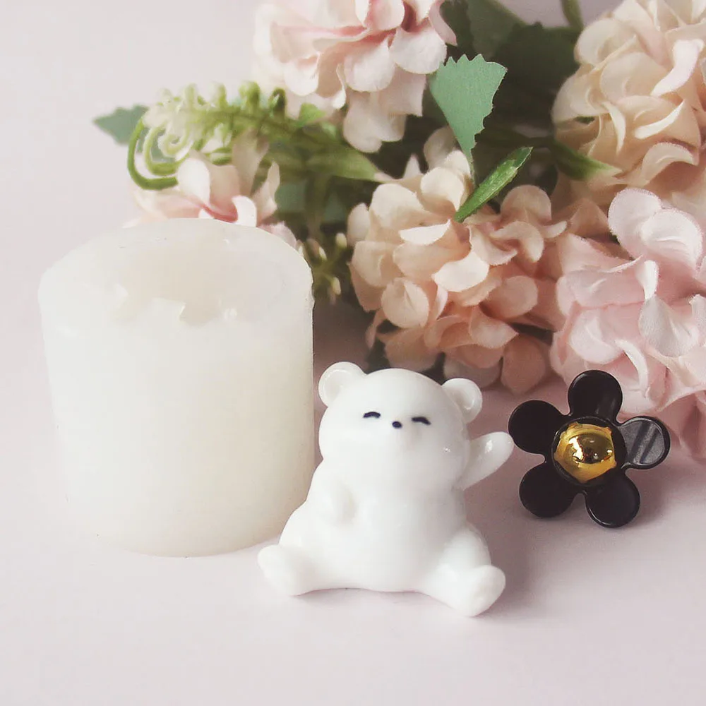 Mini Polar Bear Pinch Gypsum Dropping Silicone Mold Animal Cute White Bear Cake Ornament Chocolate Candy Handmade Candle Mould