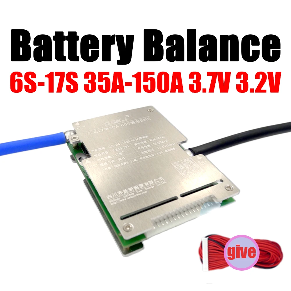 

Universal 6S ~ 17S BMS Lithium Battery Protection Board Balance 80A 120A 150A 24V 48V 60V 7S 8S 10S 13S 14S 16S LiFePO4 Li-ion