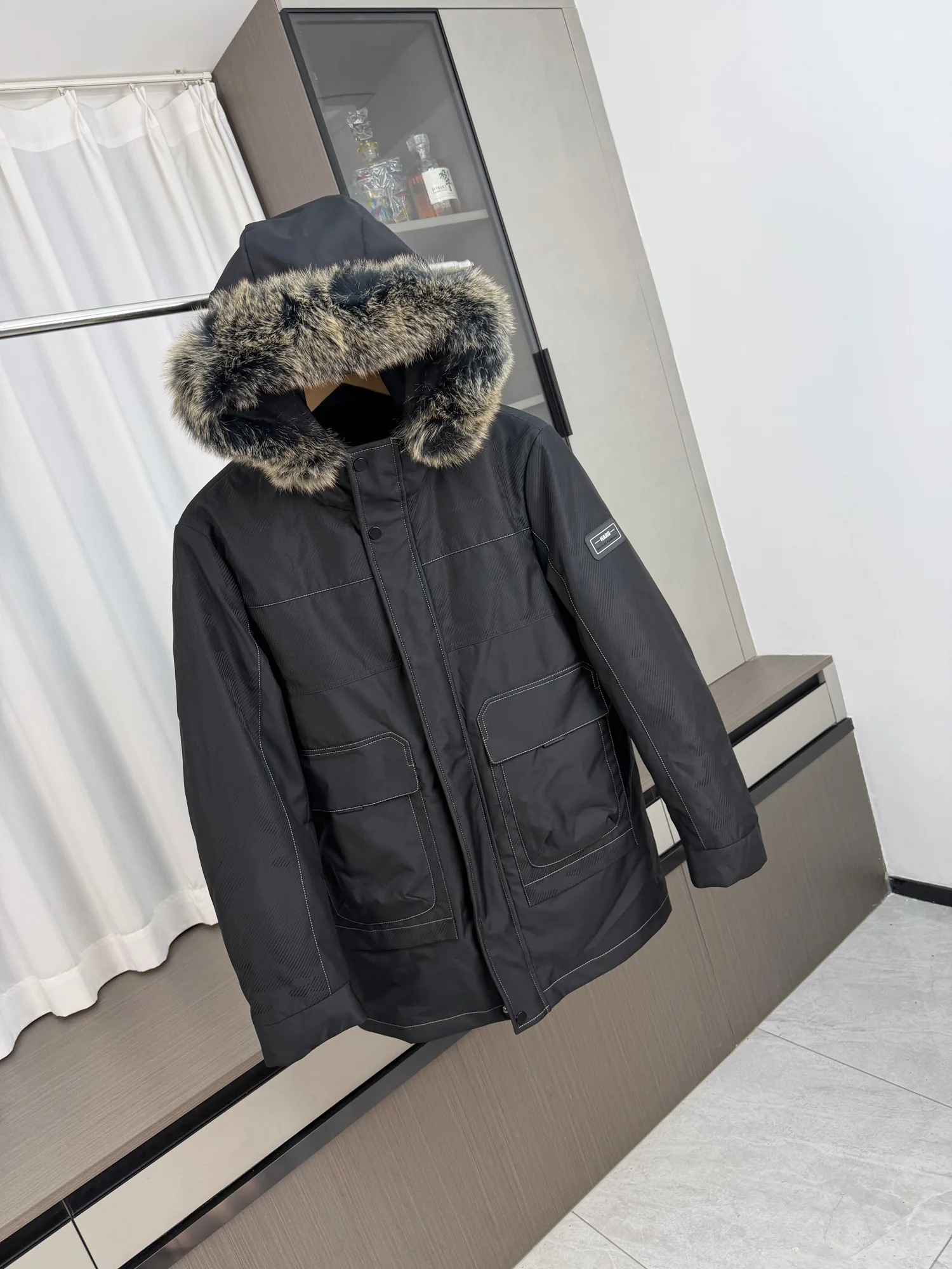 

Мужская хлопковая куртка со съемным меховым воротником, осенне-зимняя, теплая, ветрозащитная, водонепроницаемая, средней длины, с капюшоном, модная, в городском стиле