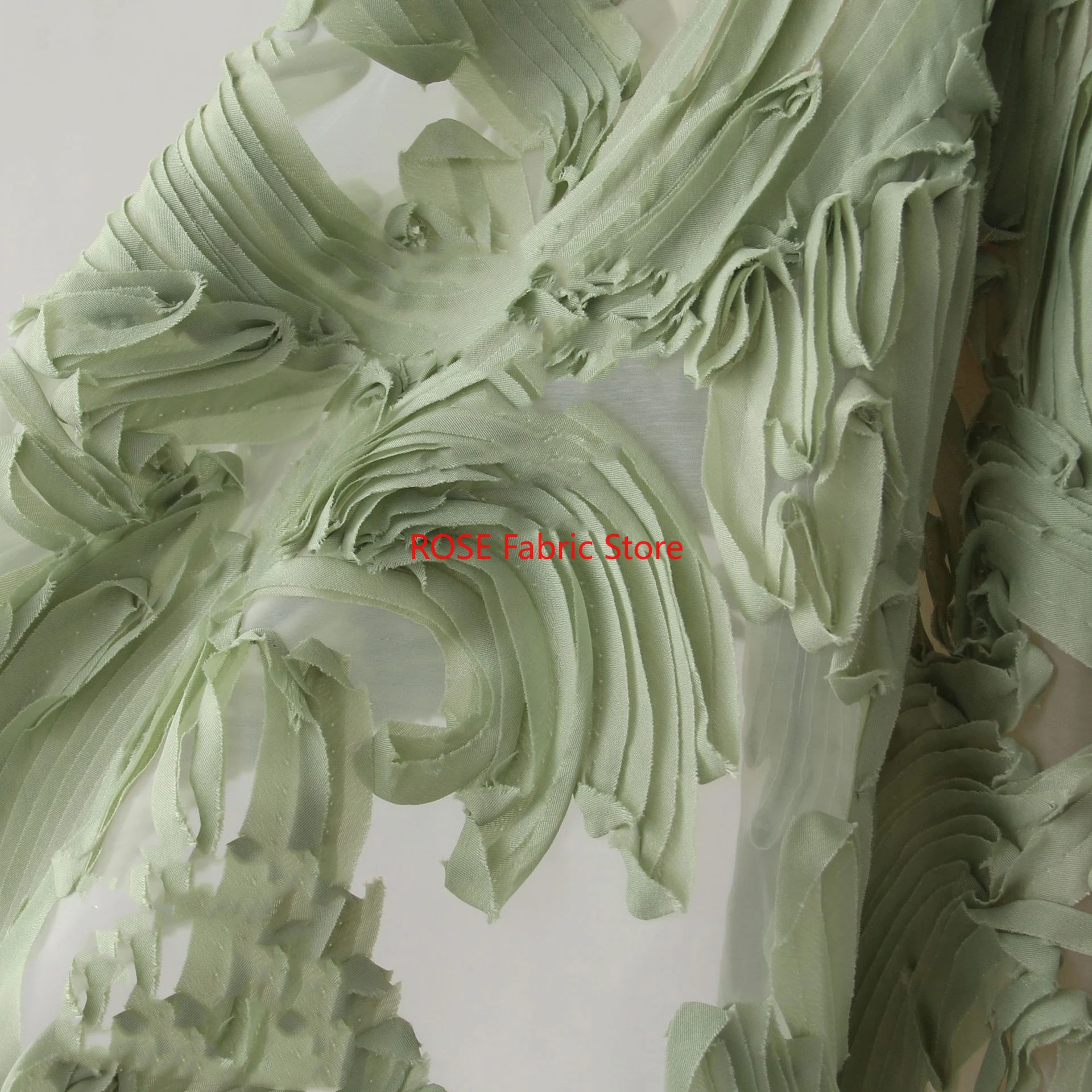 1 yard Large Flower Gauze Mesh Embroidered Fabric Dress Fluffy Skirt Diy Sewing Designer Fabric