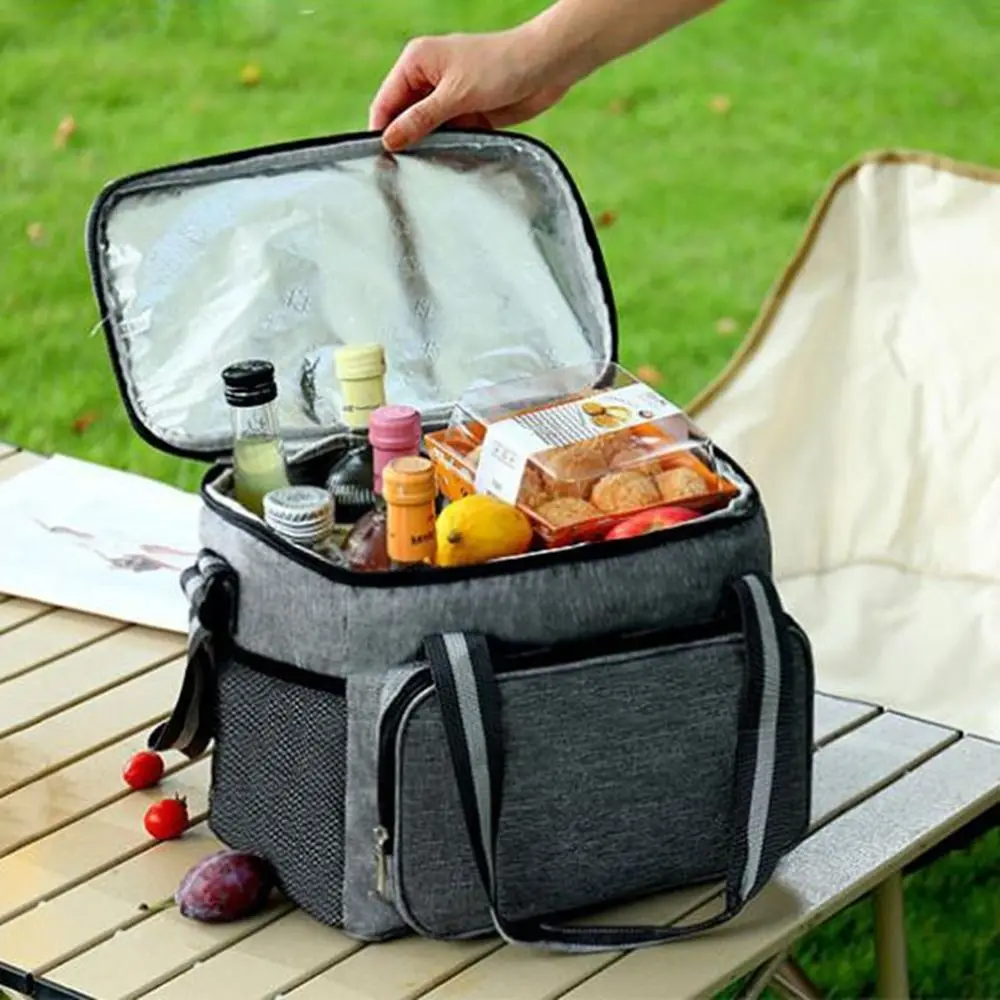 

Portable 15L Thermal Lunch Bag Oxford Cloth Handheld Insulated Cooler Bag Thickened Waterproof Cooler Lunch Box Camping