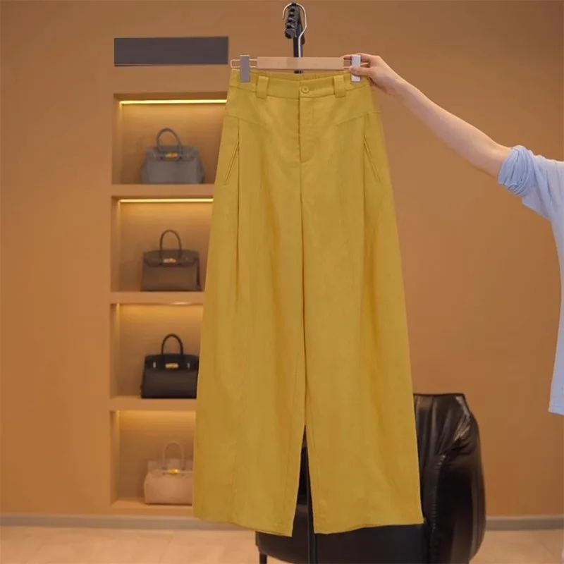 

Accordion Pants for Women, Summer Thin High Waist, Elastic Back, Cool and Versatile, Simple Casual Pants