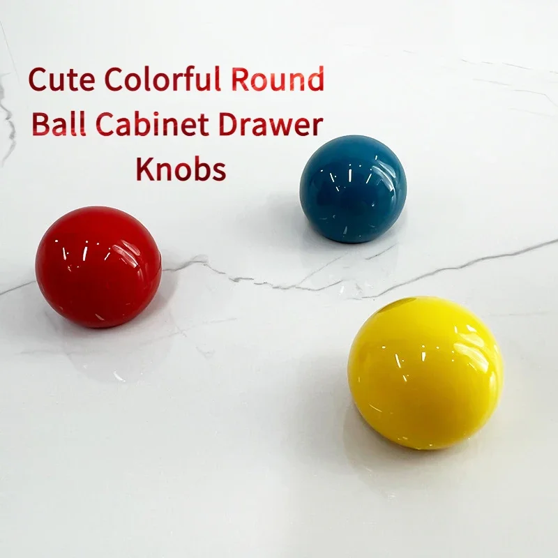 6pcs Single-Hole Round Ball Cabinet Knobs, Colorful Spherical Design Pull Handles for Drawer and Cabinet