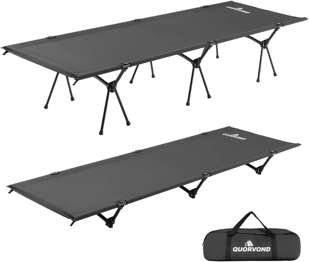 Portable Folding Camping Cot for Adults, Adjustable Ultralight Outdoor Backpacking Bed, Heavy Duty 330 lbs, Compact Cot for Tent, Beach, Truck, Travel, Hiking, Office Nap, Black