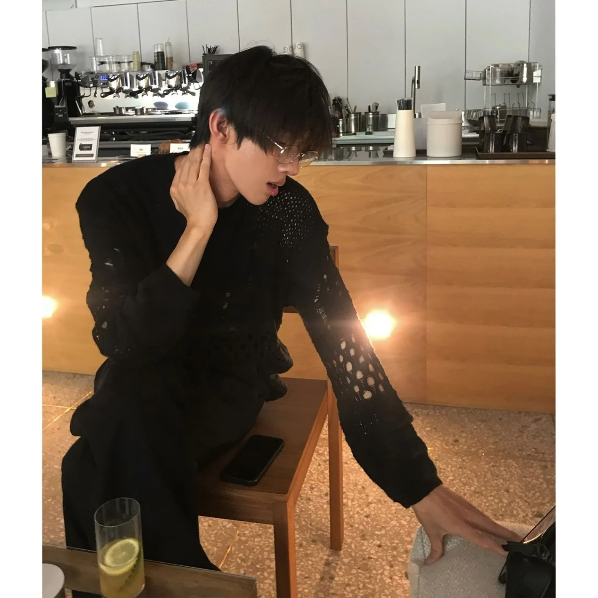 

Retro Japanese Sle Men's Knitted Sweater Autumn Winter Hollow out Lazy Wealthy Sle Woolen Casual Long Sve round Ne