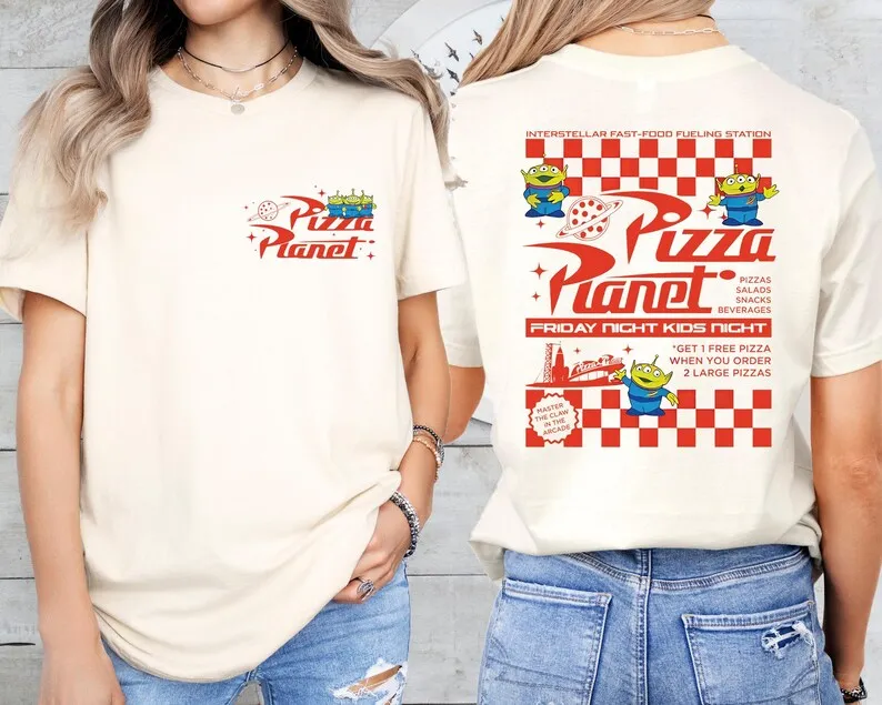 

Популярная толстовка Disney Alien 925, футболка с принтом «История игрушек», семейная серия, женская нейтральная универсальная футболка Disney Pizza