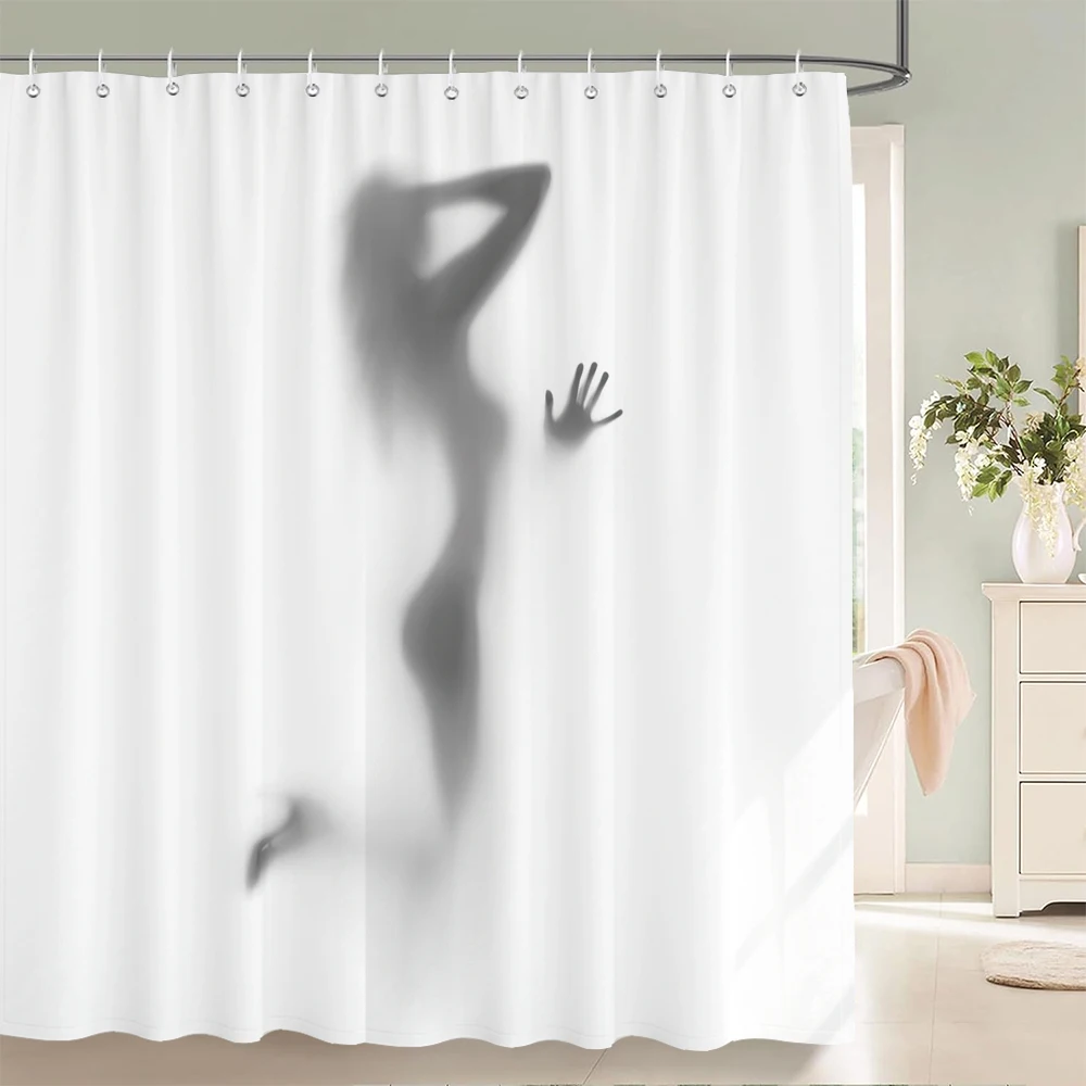 Waterproof Women Shadow Shower Curtain  Sexy Girl Portrait High Quality Bathroom Curtains for Home Decorations with Hooks