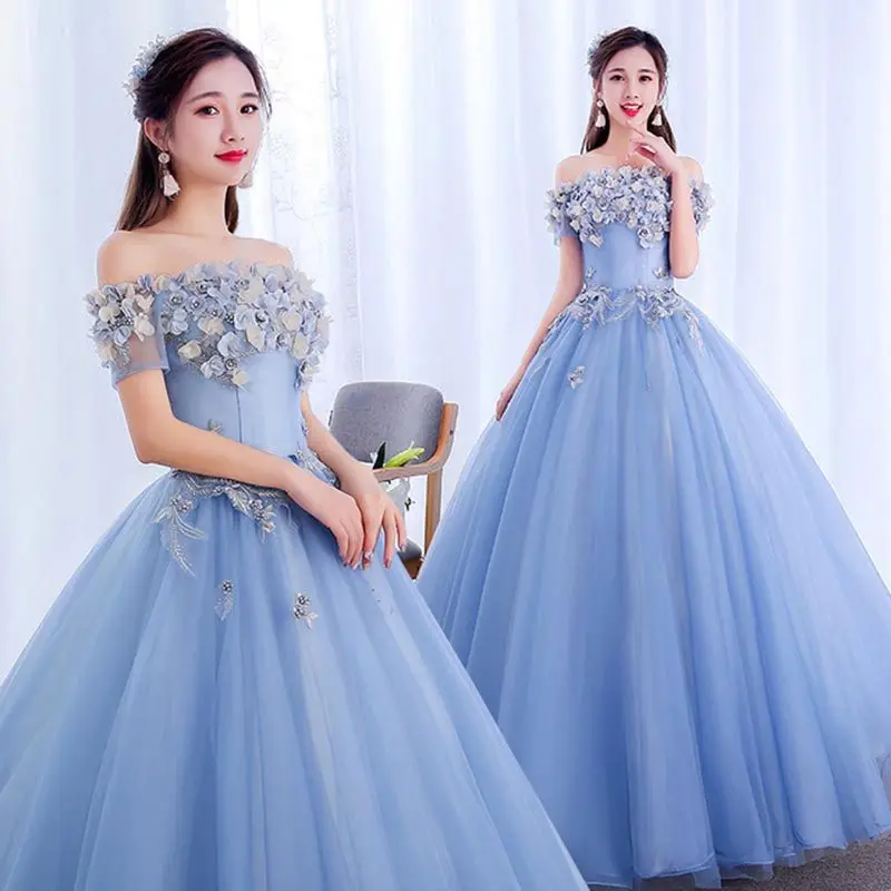 New Colorful Gauze Dress TuTu Skirt Summer One-Shoulder Long Three-Dimensional Flower Decoration Back Strap Design Dress