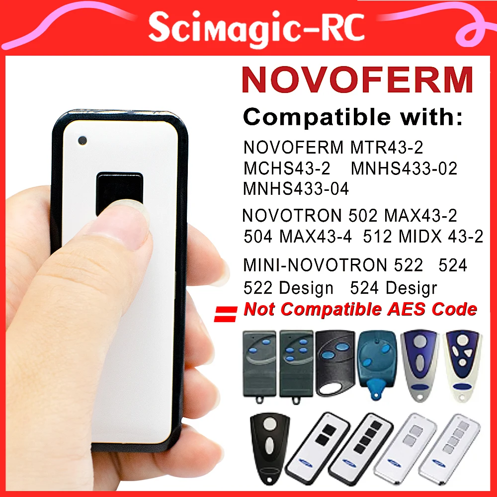 Controle remoto para NOVOTRON, Rolling Code Garagem, NOVOTRON 522, 502, MAX43-2, 504, MAX43-4, MCHS43-2, MTR43-2, 433,92 MHz