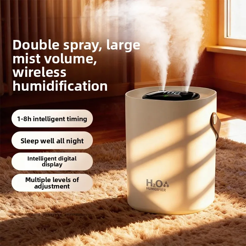 

Беспроводной увлажнитель воздуха с двойным распылением, бесшумный, портативный, настольный, миниатюрный, для общежития, для увлажнения воздуха в детской комнате, для мам и малышей.