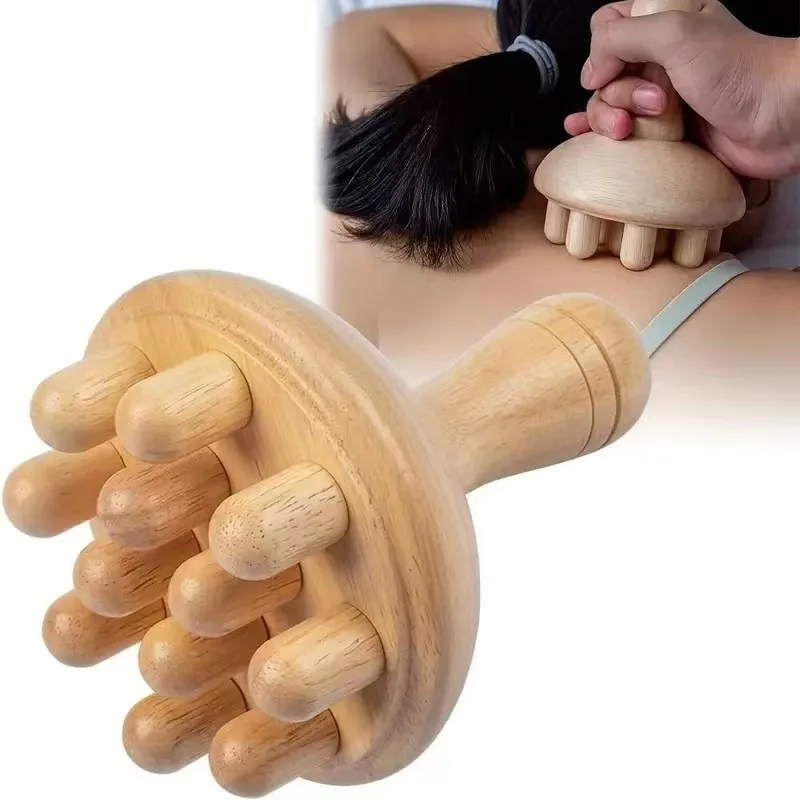 Wooden Mushroom Massager Handheld Manual Wood Massage Tool Full‑Body Surface Massage