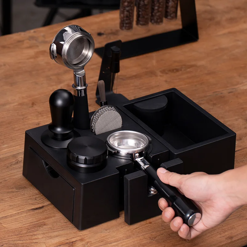 Coffee tamper holder, distribution tool base, multi-functional portafilter storage stand for coffee powder accessories