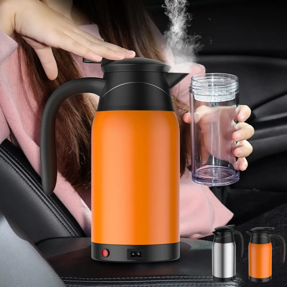 12V/24V 1000ML Car Electric Kettle Digital Display Car Electric Pot Stainless Steel Coffee Kettle Boiling Water Cup For Travel