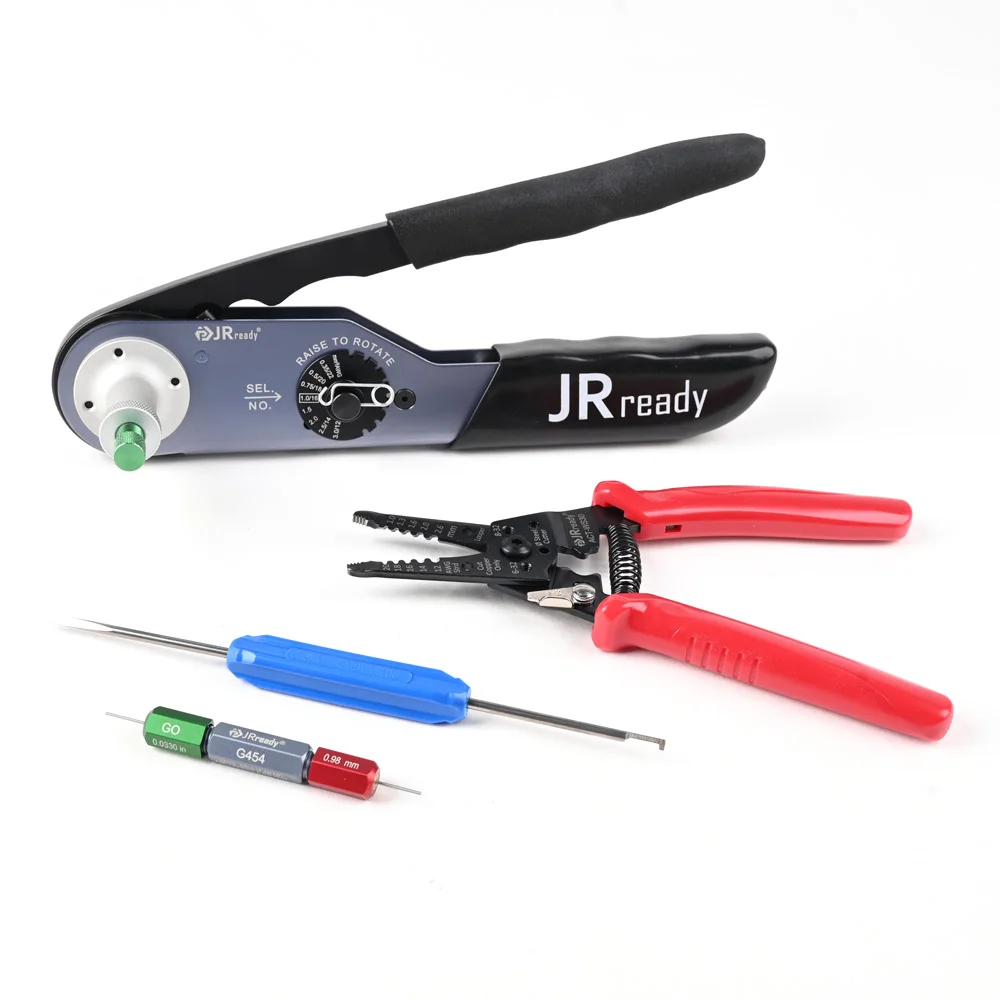 

JRready JST2109S Набор щипцов JRD-HDT-48 с устройством для зачистки проводов ACT-WS30, манометром G454, инструментом для удаления DRK-RT1 Работает с DT, DTM, DTP
