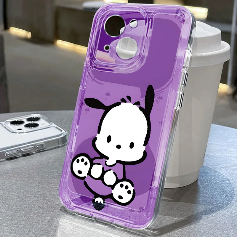 Funda para iPhone 7 8 17 Air XR 16e 12 Mini 16 15 14 Plus 13 12 11 Pro MAX funda de teléfono suave Sanrio lindo Pochacco