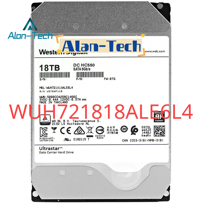 

(Retread) W-D 18TB HDD DC HC550 wuh7218ale6l4 SATA 6 Gb/s 7200RPM 3,5 дюймов 18Т серверный жесткий диск