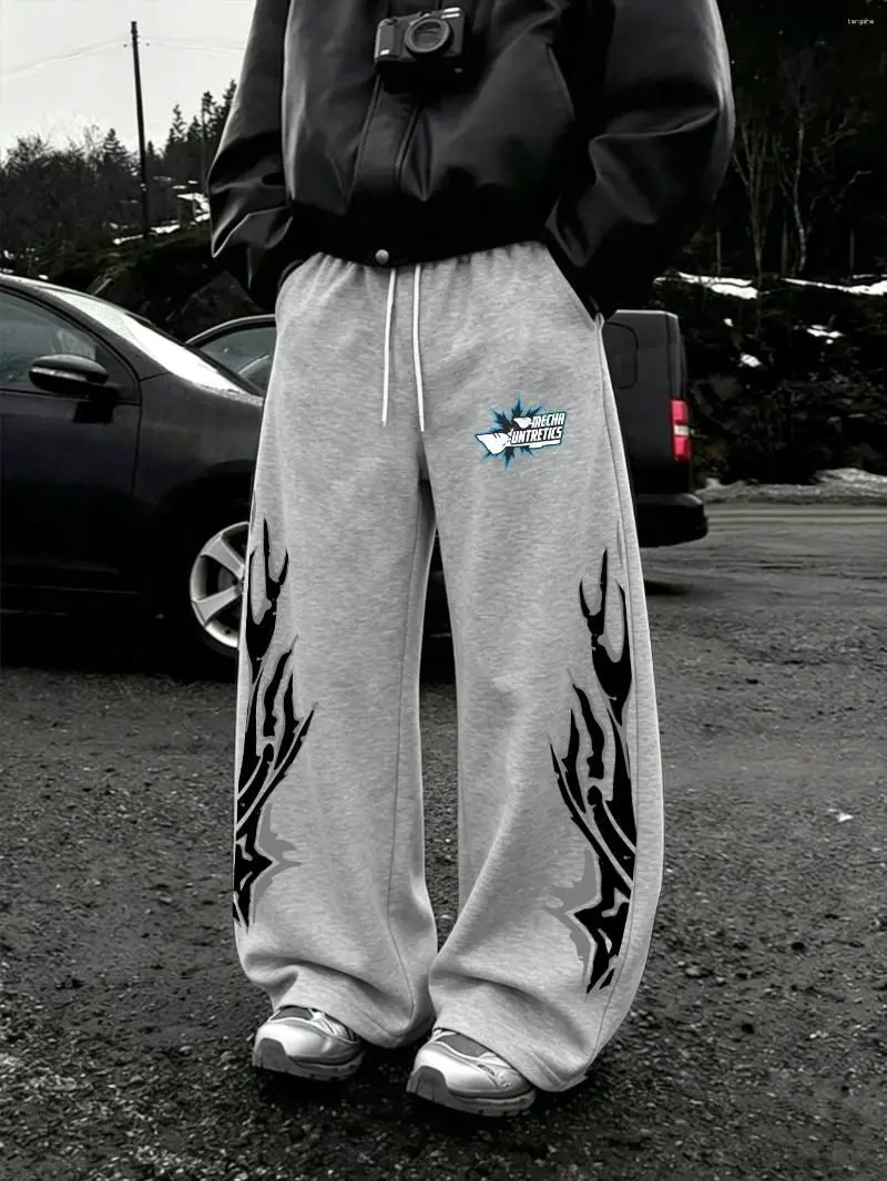 2026 Neue Gothic-Flammen-Grafik Weite Jogginghose mit Elastischem Kordelzug, Lose Y2K Hip-Hop Streetwear Lässige Lange Hose für Kinder – Detail 4