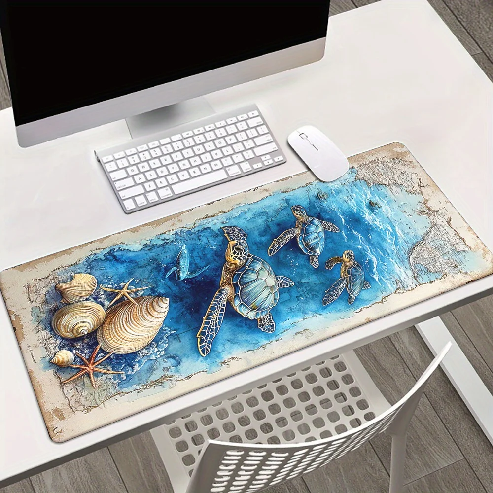 

Waterproof and anti-slip rubber mousepad designed with sea turtles and shells is suitable for gaming and office use