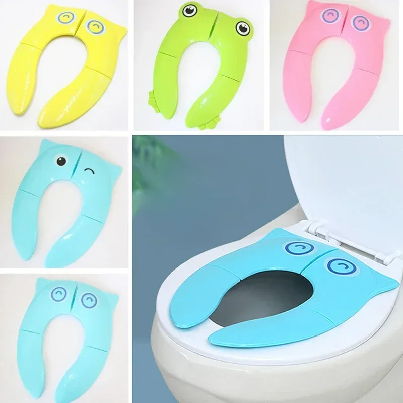 Children\'s toilet seat portable foldable baby toilet seat cute cartoon frog shape baby toilet training toilet seat baby boy