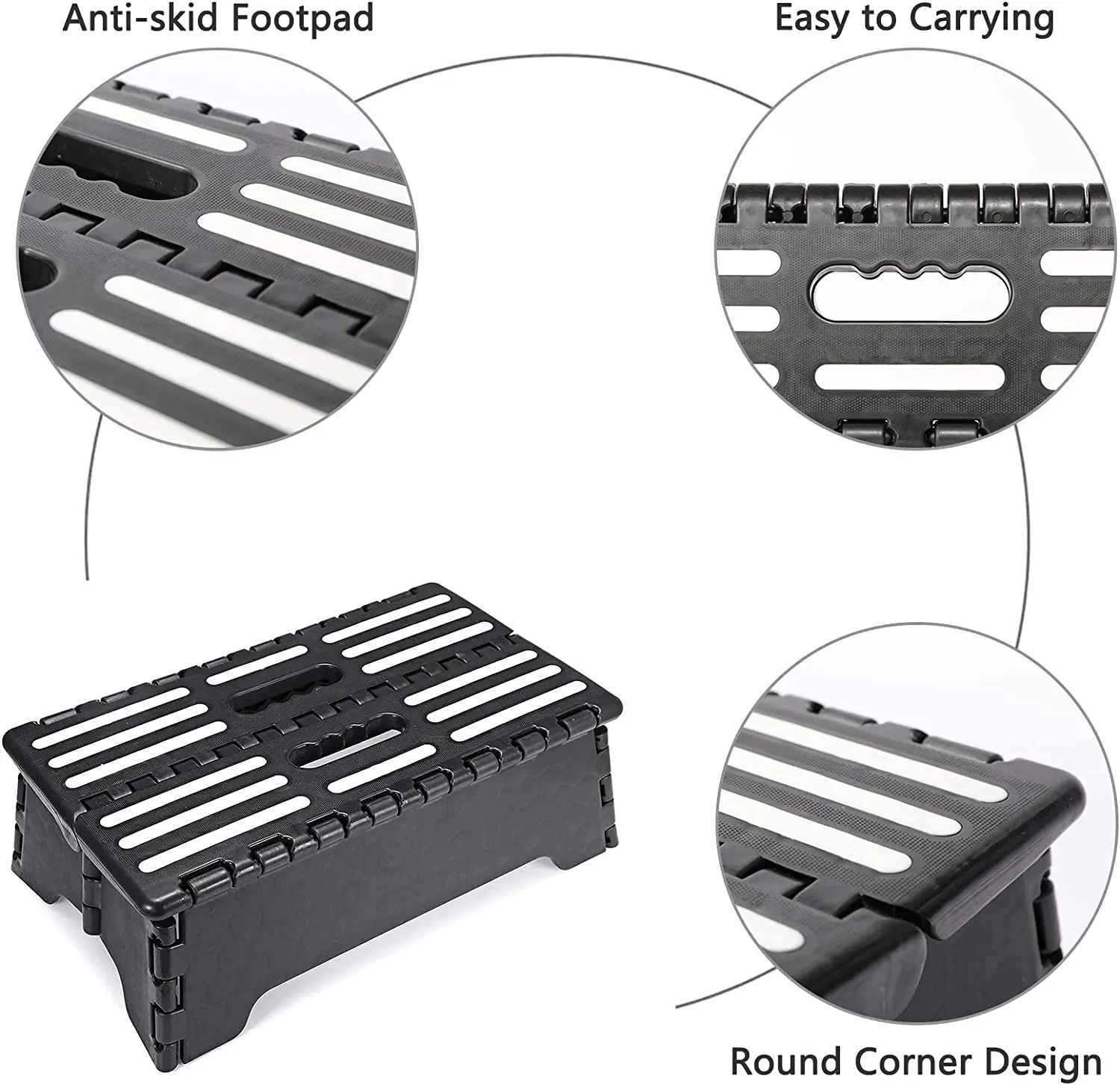 Não-Slip porta de casa Idosos Escada, auxiliar de meio passo Folding Step Stool, plástico portátil Folding Stool For Bed,Stairway,Step