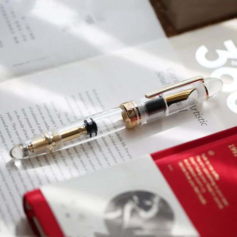 

Новая перьевая ручка MAJOHN P140, большая прозрачная демонстрационная ручка No. 8, 40 латунных винтовых поршневых чернильных присосок с наконечником ручки