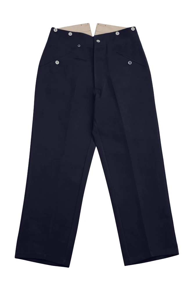 GUDH-002 WWII German Kriegsmarine Navy blue Gabardine Straight Trousers