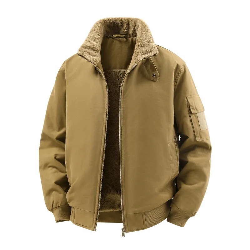 Winter New Fashion Men Turn-down Collar Zipper Long Sleeve Solid Color Simple Basic Casual Daily Thicken Parkas Male Coats Tops