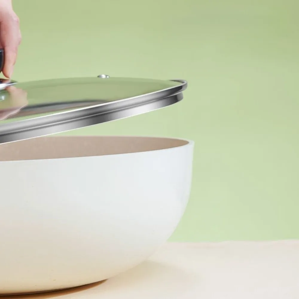 

14-38cm/6-15in Tempered Glass Pot Lid Universal Black Plastic Knob Vertical Pan Lid Heat Resistant Anti-scalding
