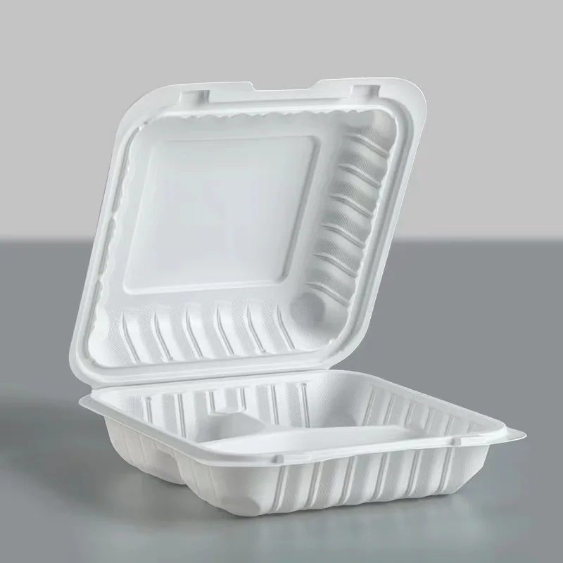 Customized. 8x8inch American Style Disposable Burger Box, Foldable Picnic Box with Compartments, Square Plastic PP Material, Cus