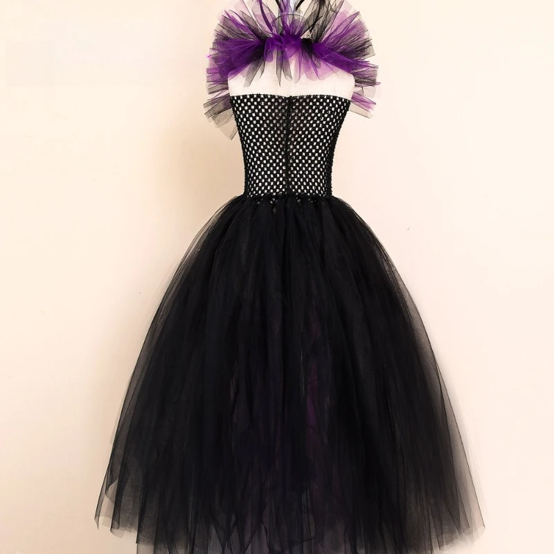 Kids' Fantasy Witch Dress Outfit, Halloween Party & Stage Performance Clothes, Children's Festive Stage Performance Evening Gown