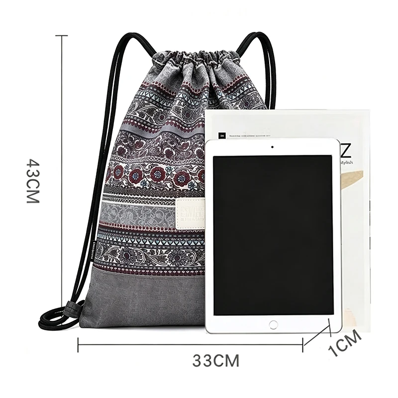 Cotton Fabric Backpack Female Gypsy Bohemian Unisex Bundle Rope Sport Backpack School Bags Travel Beach Bags For Men Women - view 2