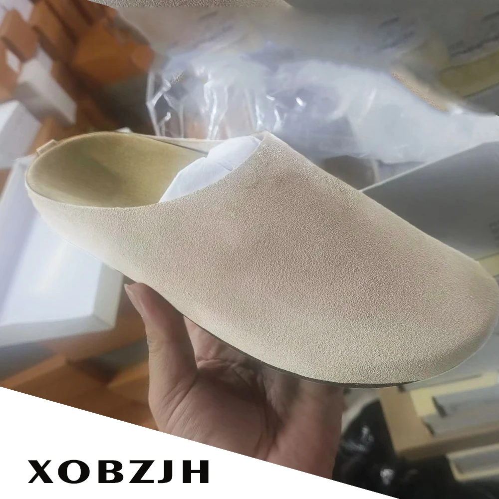 Nowe skórzane kapcie damskie Birken Leather Cork Modne sandały z miękką podeszwą 2024 Summer All Match Flat Mules Shoes For Women