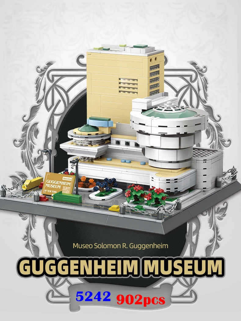 Model City Architecture Guggenheim Museum Symbol Street View Building Blocks Set Moc Bricks DIY Assembled Toys Gifts