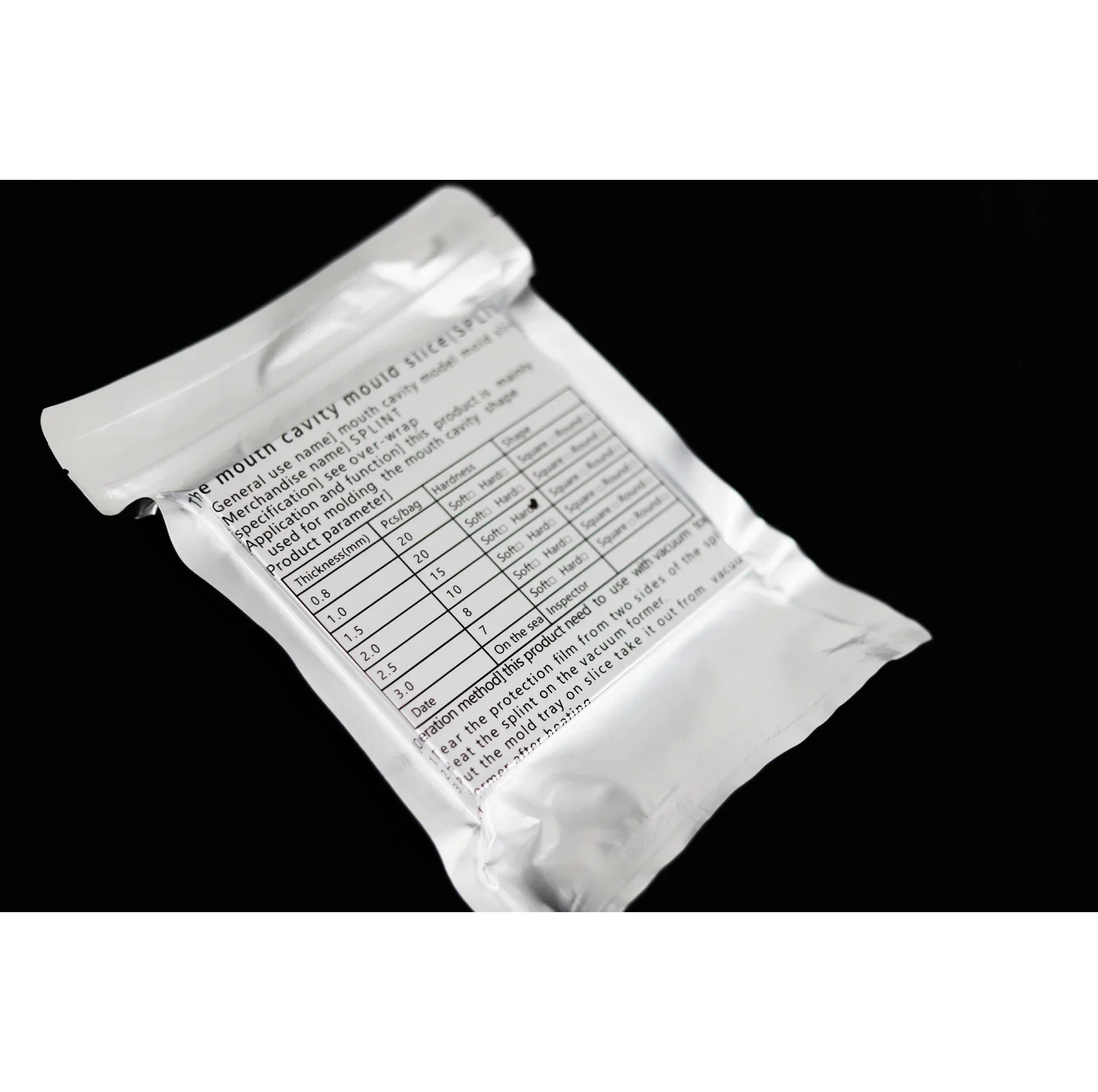 Confort, feuille de massage en silicone pour dentaire