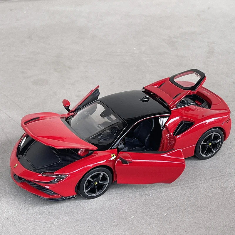 Bburago 1:32 Ferrari SF90 Stradale Alloy Car Model Diecast Metal Toy Vehicle Car Model Sound and Light Collection Childrens Gift