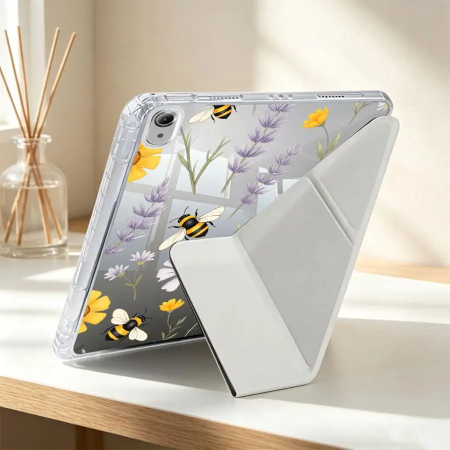 Tablet Case For Samsung Galaxy Tab S9 Plus S8 A8 S7 FE A9 Plus A11 S10 Lite With Pen Slot Cover Artistic Insects & Flowers