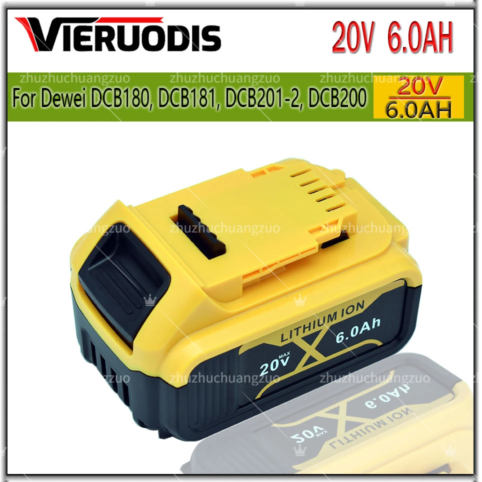 

20V 4Ah 6Ah 8Ah Lithium Battery for DeWalt power Tools DCB184 DCB200 rechargeable electric tool 20v 6000mah Battery set