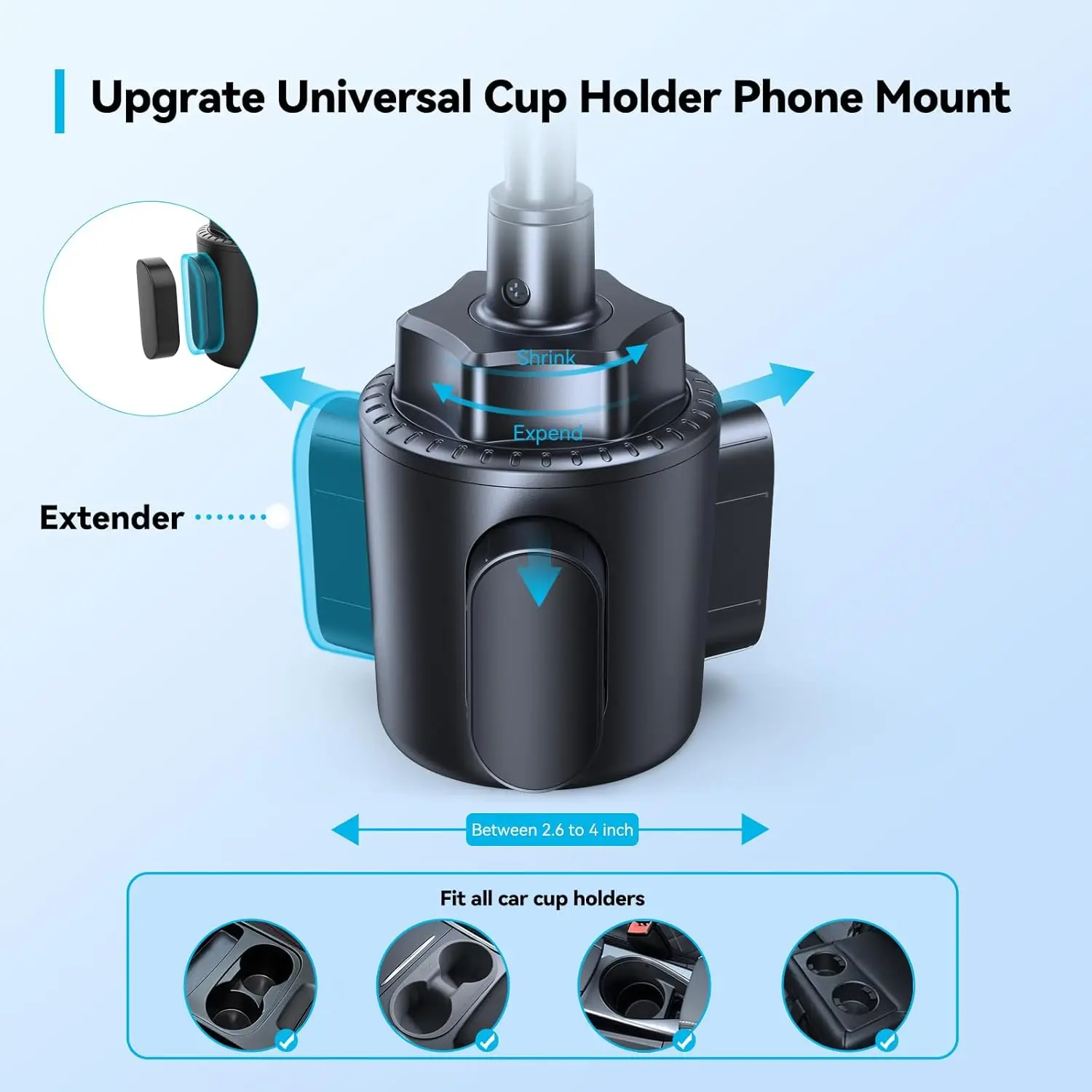 Suporte de telefone pescoço de ganso ajustável para carro - suporte de ventilação de ar com base expansível, adequado para iPhone 17/16 Pro Max e todos os telefones