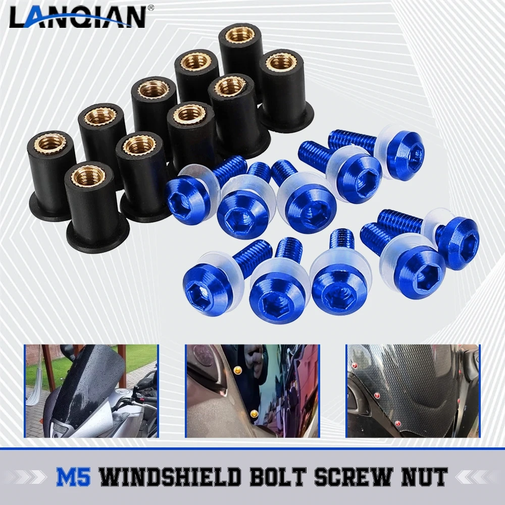 

M5 10PCS Fairing Bolts Kit For BMW S1000RR S 1000 RR S1000 RR 2024 2010-2024 2025 2026 Windscreen Windshield Screw Rubber Nuts