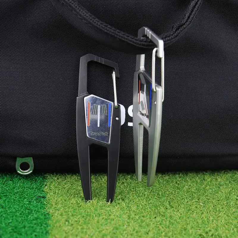 Limpiador de ranuras de inclinación al aire libre, Ayuda de entrenamiento, herramienta de Divot verde, aleación de Zinc, Golf Putting Green, accesorios deportivos de Golf multifuncionales