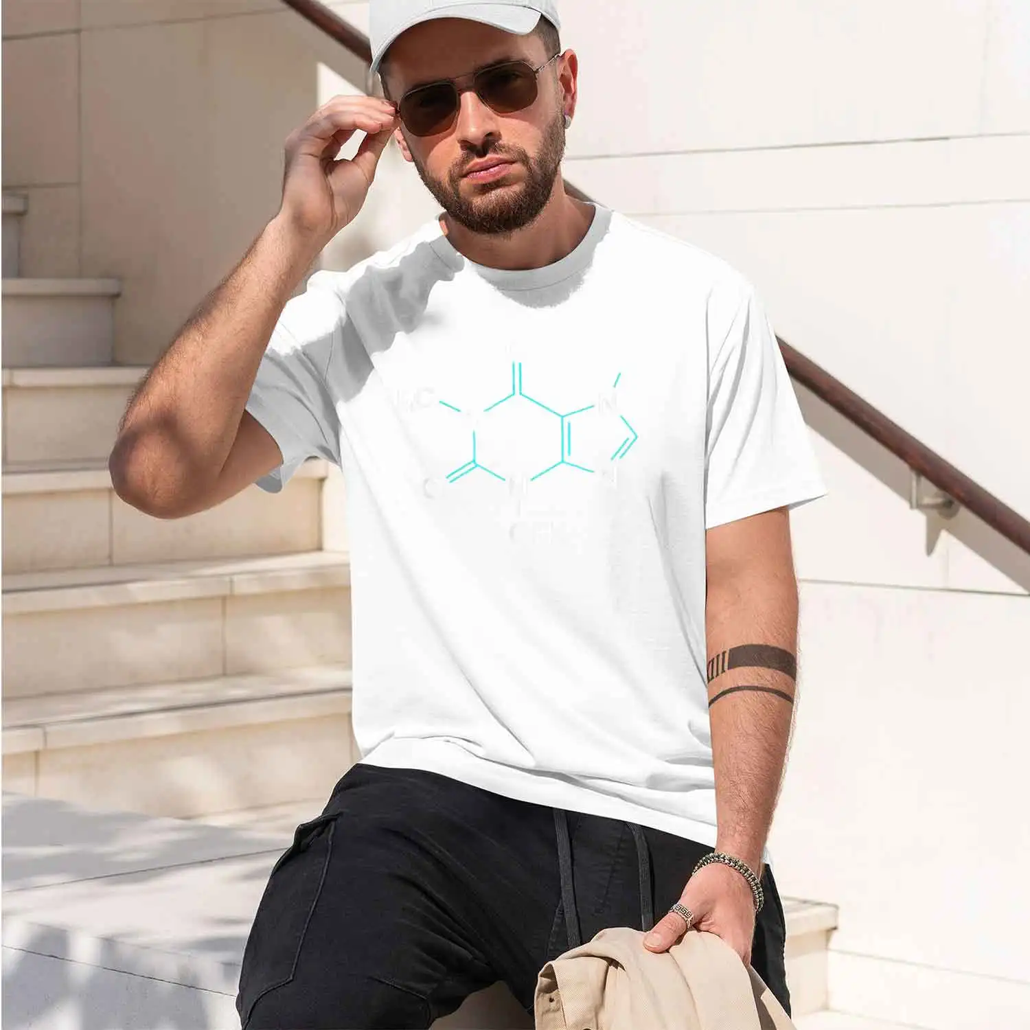 Caffeine Molecule - Funny Coffee emistry T-Shirt Unisex Summer Streetwear Cotton Casl Graph T Shirts Camiseta 2026 New Model Men